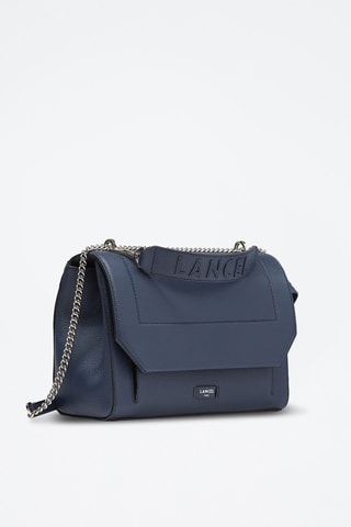 Sac bandoulière en cuir Ninon L - Bleu pétrole