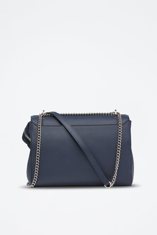 Sac bandoulière en cuir Ninon L - Bleu pétrole
