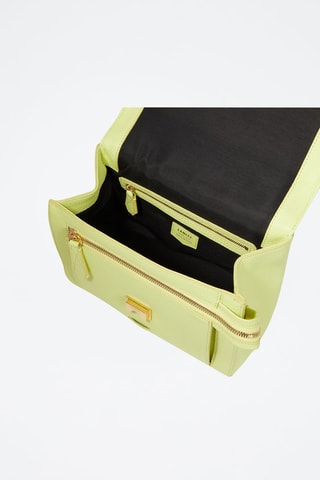 Sac porté épaule en cuir Ninon M - Vert citron