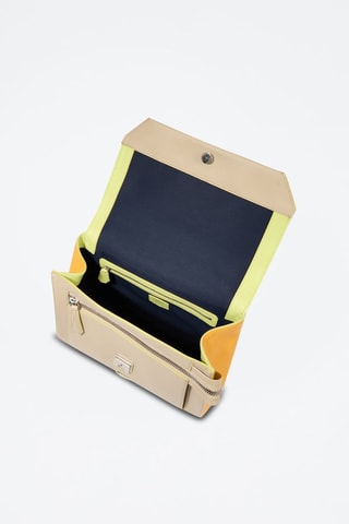 Sac bandoulière en cuir Ninon L - Beige et jaune