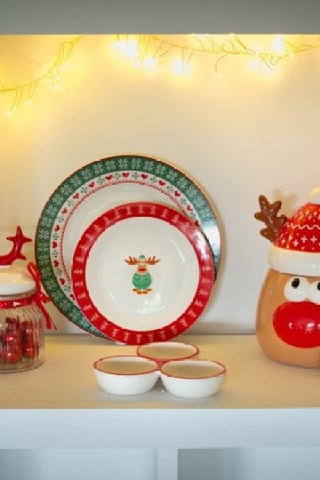 6 Platte Porseleinen Borden Glogg - 27 cm