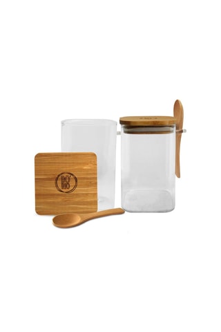 2 Borosilicaatglazen Bewaarpotten Bobio - 45 cl