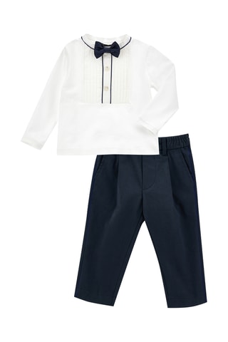 Conjunto 3 peças - Azul-marinho e cru