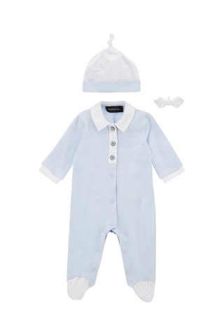 Babygro e gorro - Azul-claro e branco