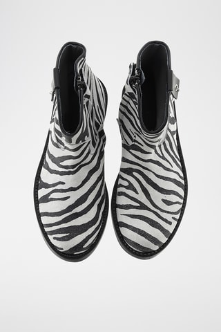 Botins em couro - Bege e preto