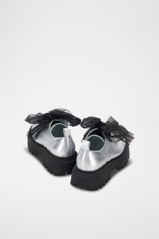 Derbies com plataforma em couro - Prateado