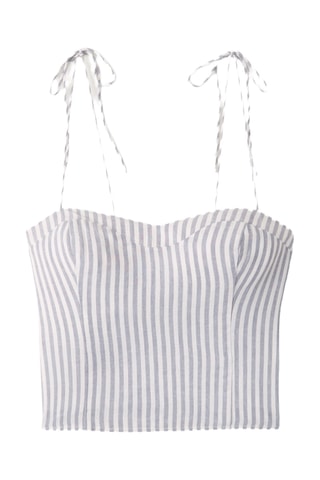 Crop-top de linho - Azul-celeste