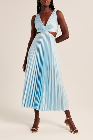 Vestido plissado - Azul-celeste