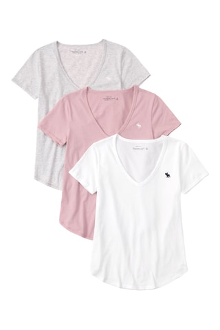 3 t-shirts - Branco e cinzento-claro mesclado