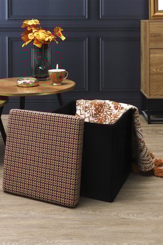 Pouf-coffre pliable - Rouge et noir