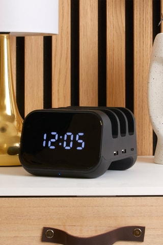Réveil organisateur de charge USB - Noir