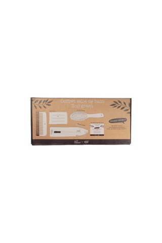 Coffret pour salle de bain en bambou et hêtre Eco Green - Naturel - 5 pièces