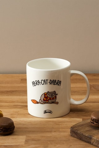 Mug en porcelaine Abra-cat-dabra - Blanc