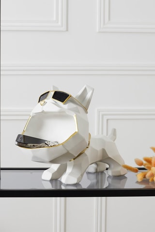 Vide-poches bouledogue origami - Blanc