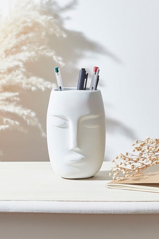 Pot à crayons visage - Blanc