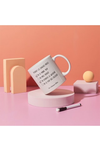 Mug XL en New Bone China "Pendant les longues pauses" - Blanc et noir