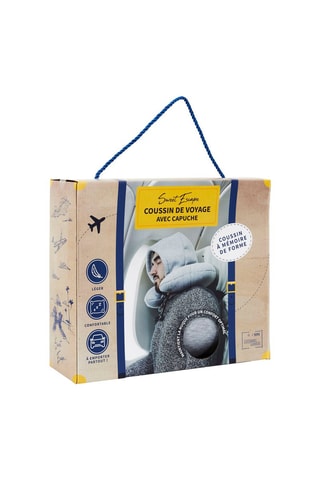 Coussin de voyage à capuche - Gris clair chiné - 31 x 9 x 28 cm