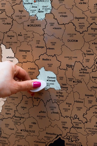 Carte de France à gratter - 54 x 70 x 0,1 cm - Marron