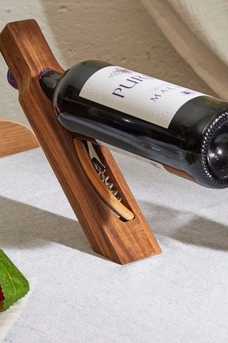 Coffret pour bouteille en bois d’acacia et acier inoxydable - 2 pièces