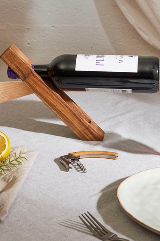 Coffret pour bouteille en bois d’acacia et acier inoxydable - 2 pièces