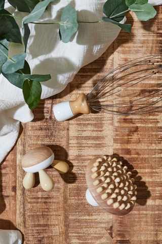 Coffret massage en bois de schima superba et acier inoxydable - 3 pièces