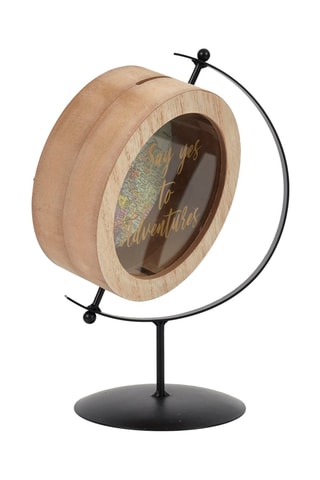 Tirelire globe en bambou - 12 x 25.5 x 6 cm