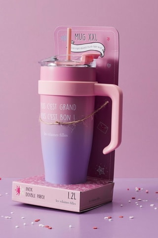 Mug isotherme en acier inoxydable et silicone - 1,2 l