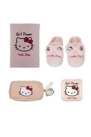 Boîte à bijoux, trousse de toilette, carnet ligné et pantoufles Hello Kitty Sanrio