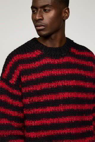 Pull en mérinos - Noir et rouge