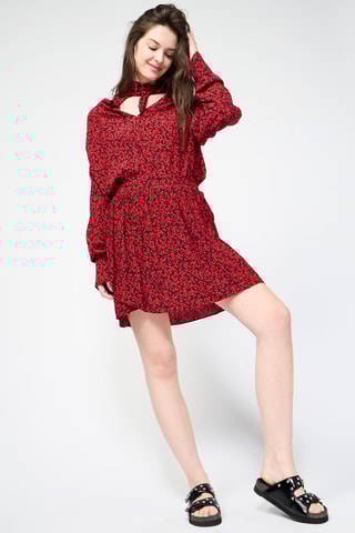 Jupe patineuse taille haute - Rouge