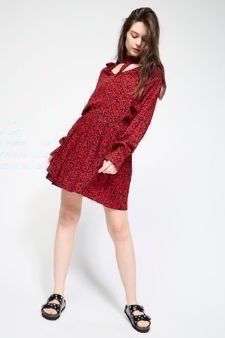 Jupe patineuse taille haute - Rouge