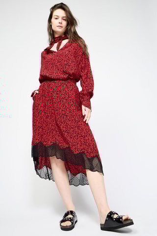 Jupe asymétrique taille haute - Rouge