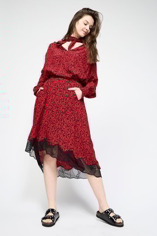 Jupe asymétrique taille haute - Rouge