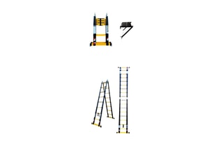 Echelle-escabeau télescopique Grafitek, housse de transport et plateforme pliante antidérapante - 5,60 m et 2,80 m
