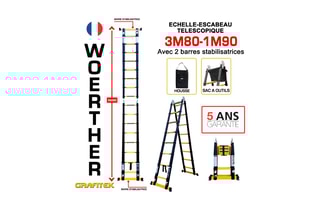 Uitschuifbare Ladder-trapladder Grafitek, Beschermhoes en Gereedschaphouder