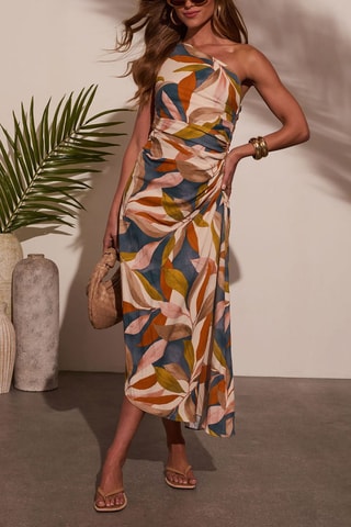 Midi-jurk en Asymmetrische Jurk - Oranje