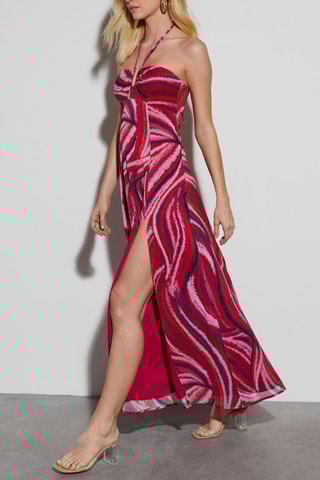 Lange Jurk - Bordeauxrood en Roze