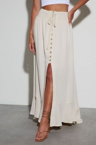 Lange Rok Hoge Taille - Beige