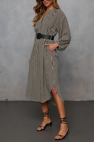 Midi-jurk - Beige en Zwart