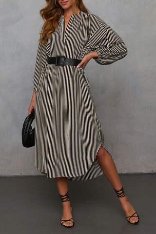 Midi-jurk - Beige en Zwart