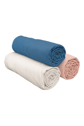 3 Katoenen Hoeslakens 57 Draad/cm² - Blauw en Roze