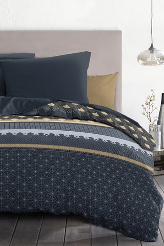 Overtrekset en Dekbed Charlest - Marineblauw en Beige