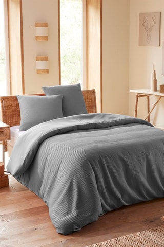 Conjunto de edredão em algodão colmeia 57 fios/cm² - Ardósia