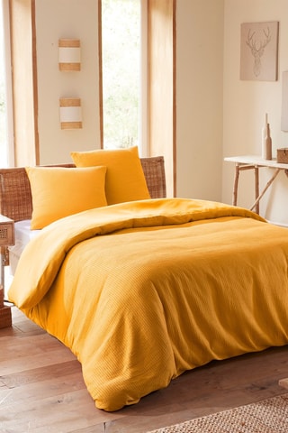 Conjunto de edredão em algodão colmeia 57 fios/cm² - Laranja