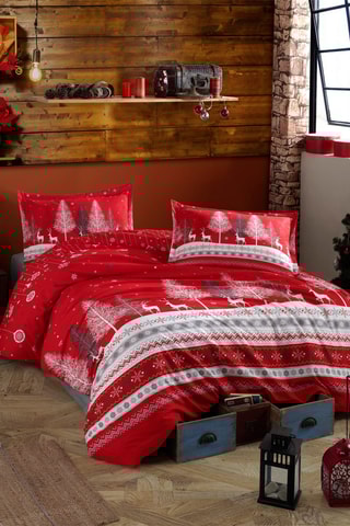 Katoenen Overtrekset 145 Draad/cm² - Rood en Wit