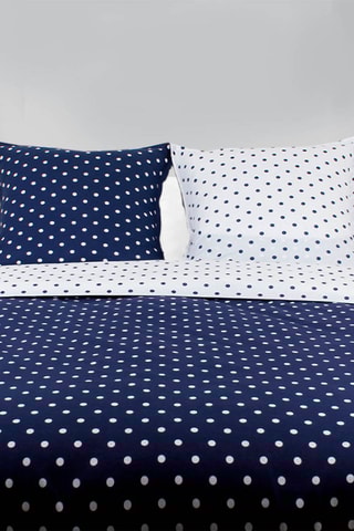Katoenen Overtrekset 57 Draad/cm² Pois - Marineblauw en Wit