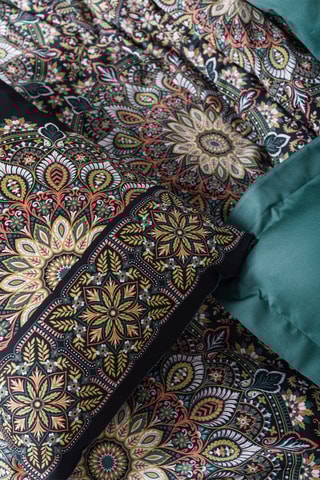 Katoenen Dekbedovertrekset Ornate 120 fils/cm² en satin de coton - Groen en Wit