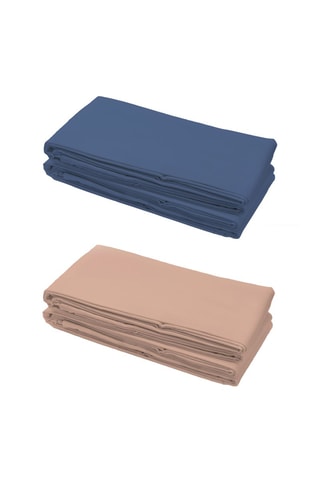 2 Katoenen Laken 57 Draad/cm² - Roze en Blauw