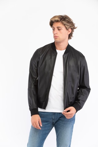 Blouson en cuir d'agneau - Noir 