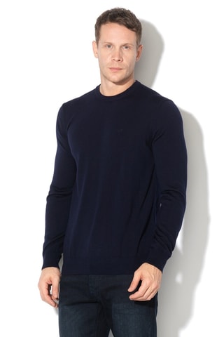 Pull en laine vierge - Bleu marine - Emporio Armani